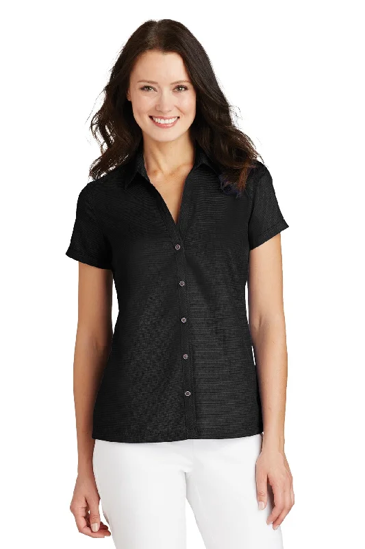 Port Authority Ladies Textured Camp Shirt. L662 Relaxed Cotton Short Shirt