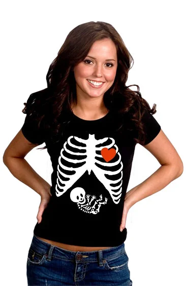 Pregnant Skeleton Women's T- Shirt Elegant High-Low Short Shirt