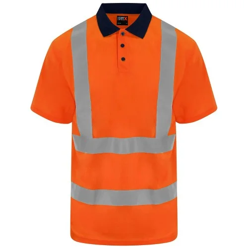 PRO RTX Unisex Adult High Visibility Birdseye Polo Shirt Stylish Short Sleeve Top