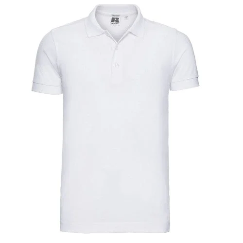 Russell Mens Pique Stretch Polo Shirt Comfortable Ribbed Short Sleeve