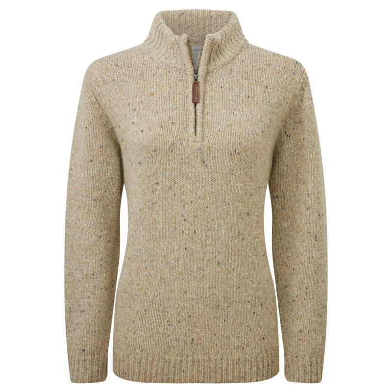 Schoffel Aviemore Alpaca Merino Mix 1/4 Zip Ladies Jumper - Oat Fitted Slim Tailored