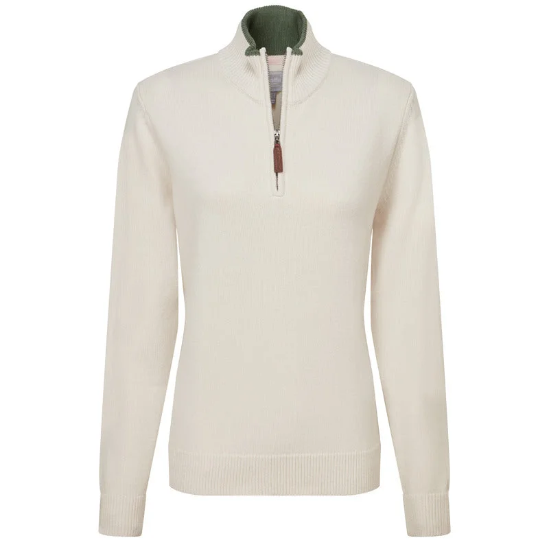 Schoffel Blair 1/4 Zip Ladies Jumper - Ivory Fitted Slim Tailored