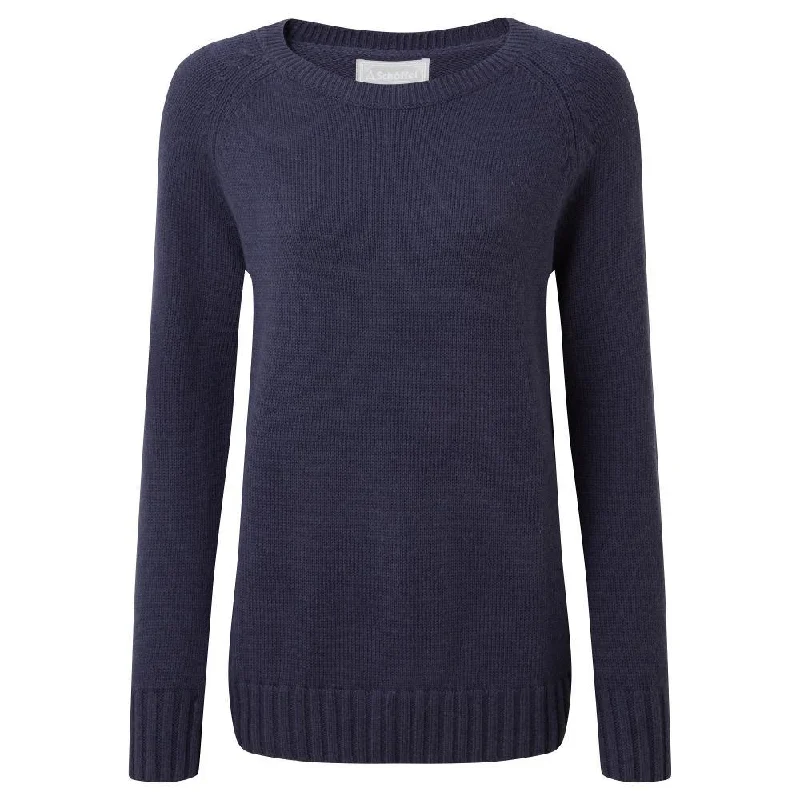 Schoffel Cornwall Cotton Crew Ladies Jumper - Washed Navy Embroidered Appliqued Beaded Schoffel Cornwall Cotton Crew Ladies Jumper - Washed Navy Embroidered Appliqued Beaded
