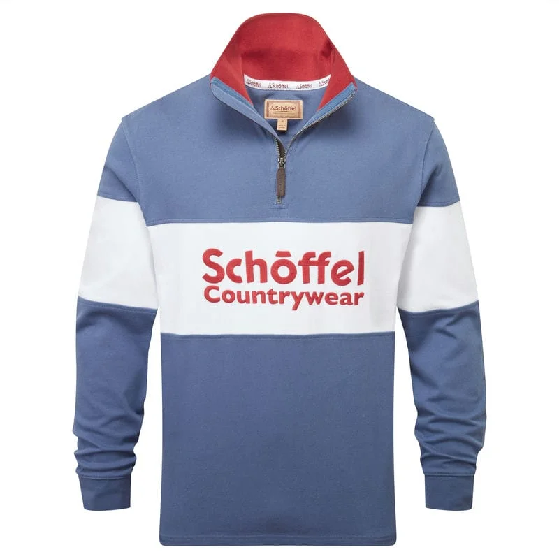Schoffel Exeter Heritage 1/4 Zip Jumper - Stone Blue Striped Floral Plaid