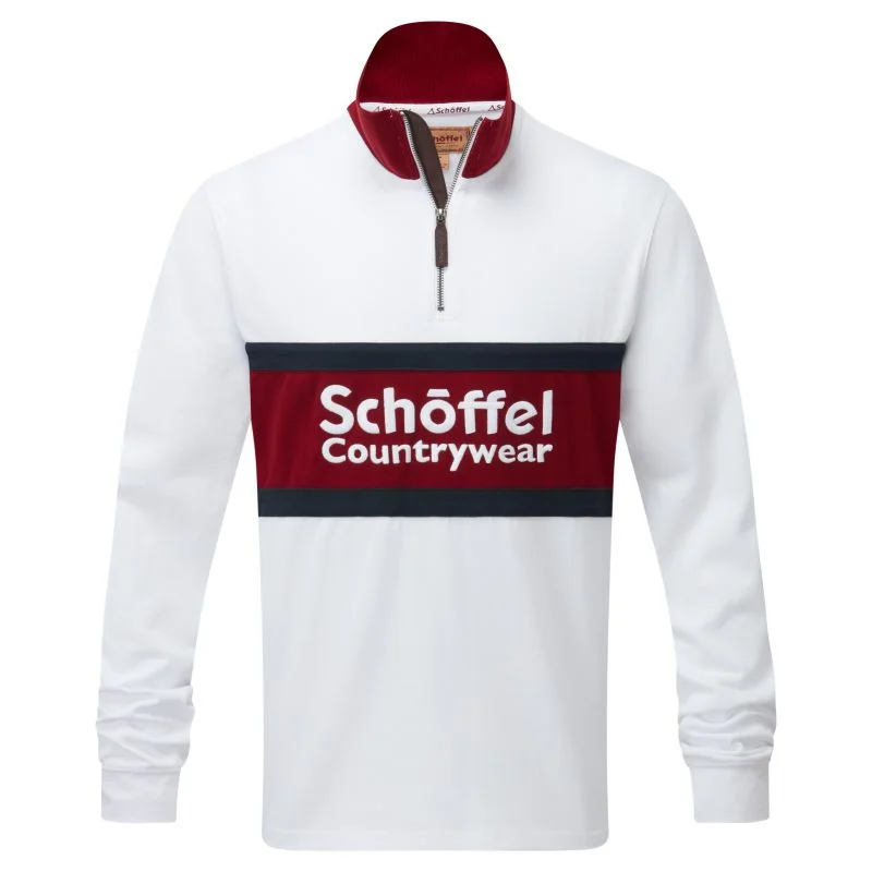 Schoffel Exeter Heritage 1/4 Zip Jumper - White Mesh Sweater Canvas Denim