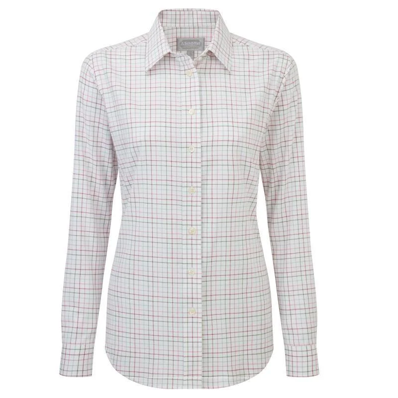 Schoffel Ladies Ashley Tattersall Shirt - Dusty Pink/Chilli/Green/Grey Cozy Plain Short Sleeve