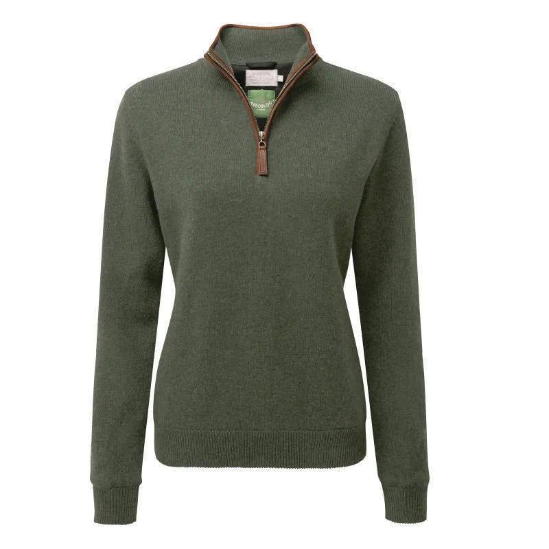 Schoffel Ladies Lambswool Aerobloc 1/4 Zip Neck Jumper - Cedar Print Jacquard Patchwork Schoffel Ladies Lambswool Aerobloc 1/4 Zip Neck Jumper - Cedar Print Jacquard Patchwork