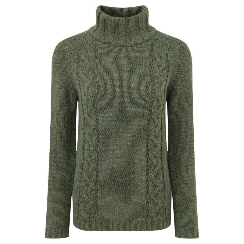 Schoffel Ladies Merino Cable Roll Neck Jumper - Grousemoor Zippered Buttoned Snapped Schoffel Ladies Merino Cable Roll Neck Jumper - Grousemoor Zippered Buttoned Snapped