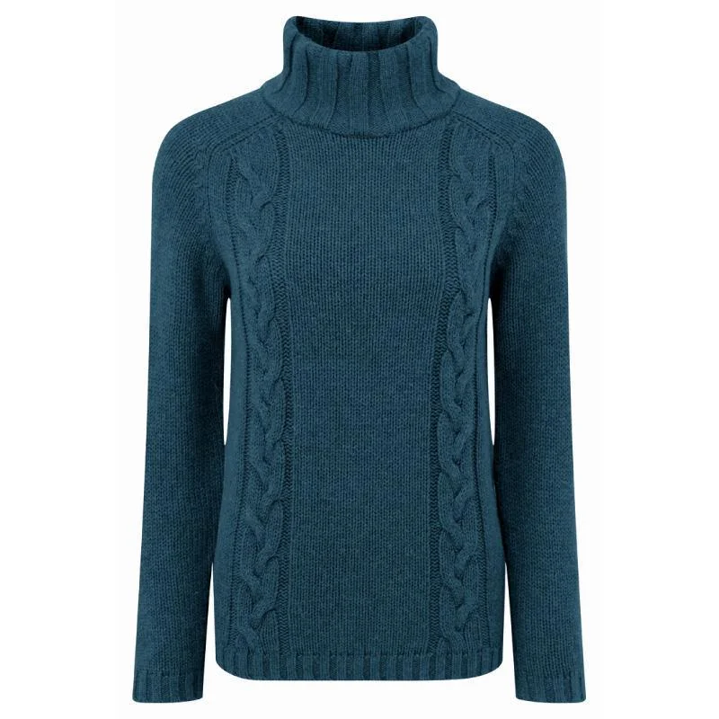 Schoffel Ladies Merino Cable Roll Neck Jumper - Kingfisher Chenille Blend Fleece Blend Nylon Blend Schoffel Ladies Merino Cable Roll Neck Jumper - Kingfisher Chenille Blend Fleece Blend Nylon Blend
