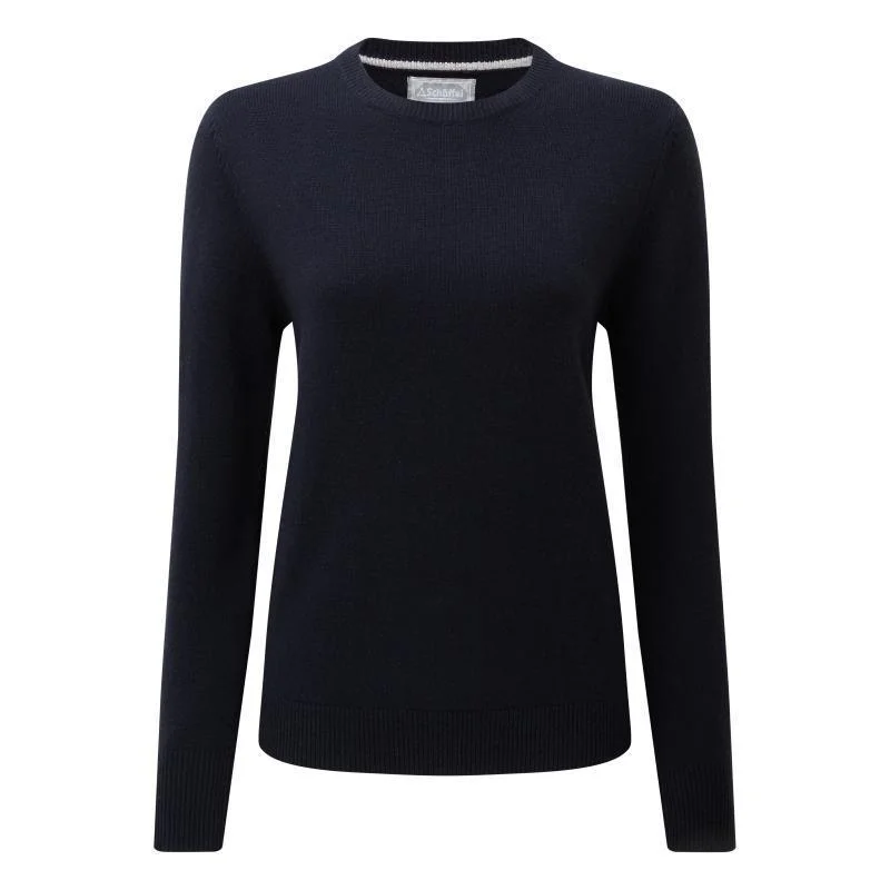 Schoffel Ladies Merino Crew Neck Jumper - Navy Collared Crew Neck Turtle Neck