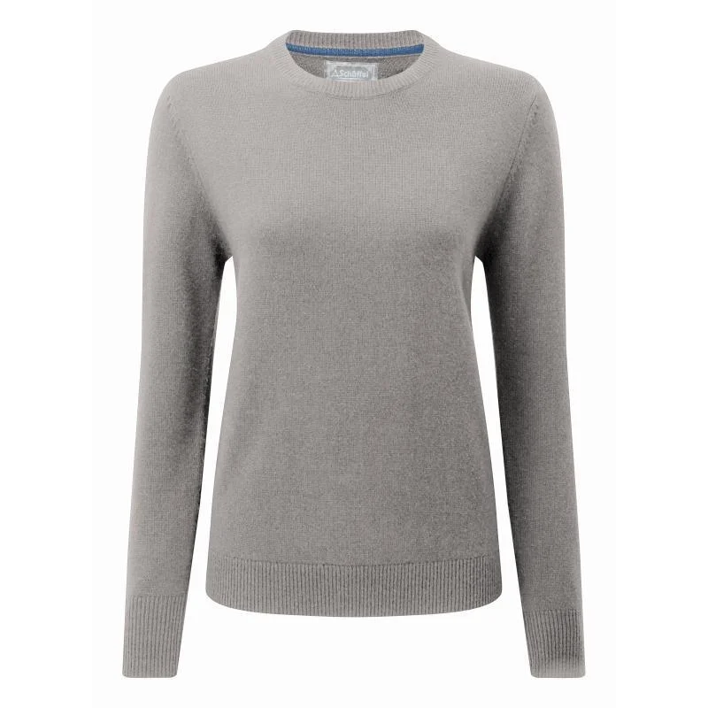 Schoffel Ladies Merino Crew Neck Jumper - Silver Grey Velvet Chenille Corduroy