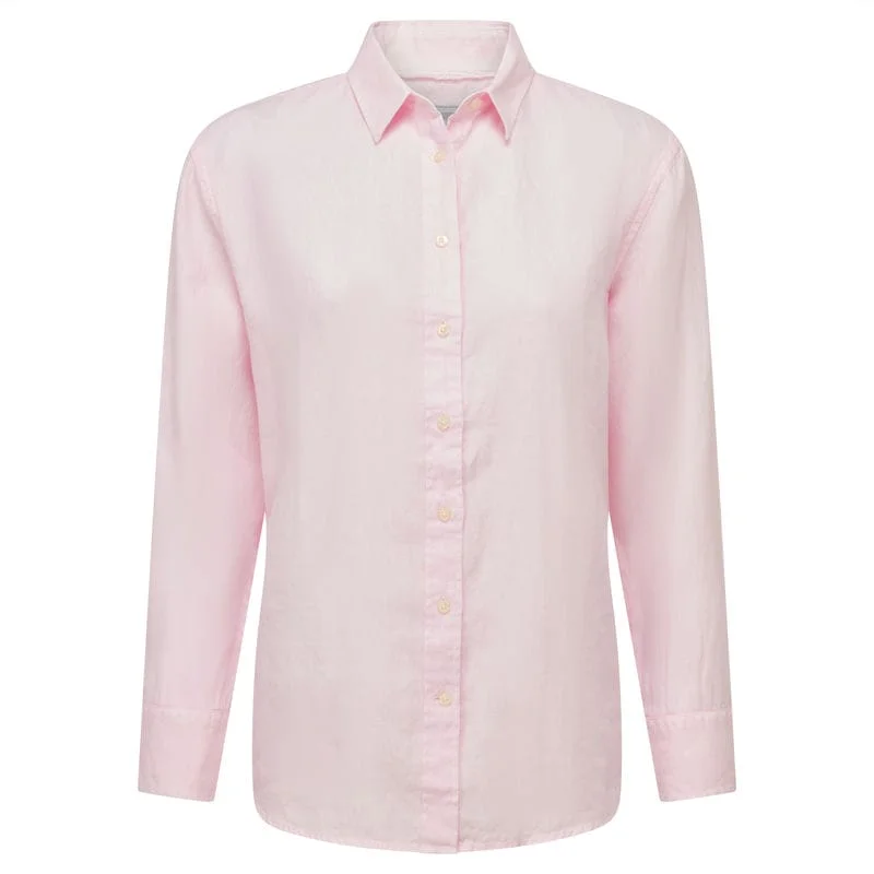 Schoffel Salthouse Ladies Linen Shirt - Pale Pink Elegant Longline Short Shirt