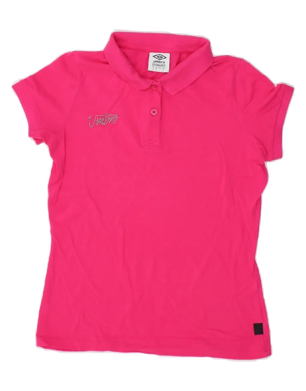 UMBRO Womens Polo Shirt UK 6 XS Pink Soft Cotton Short Shirt