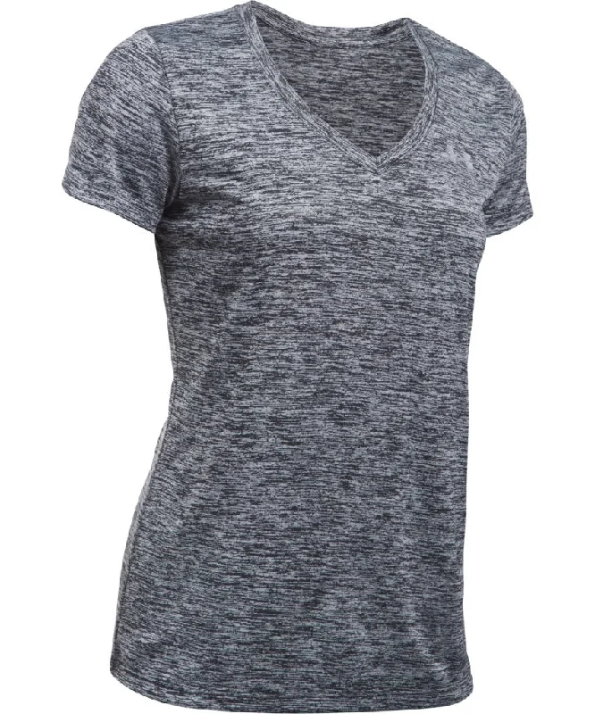 UNDER ARMOUR WOMEN'S TECH TWIST V NECK T SHIRT - BLACK Cozy Cotton Short Tee