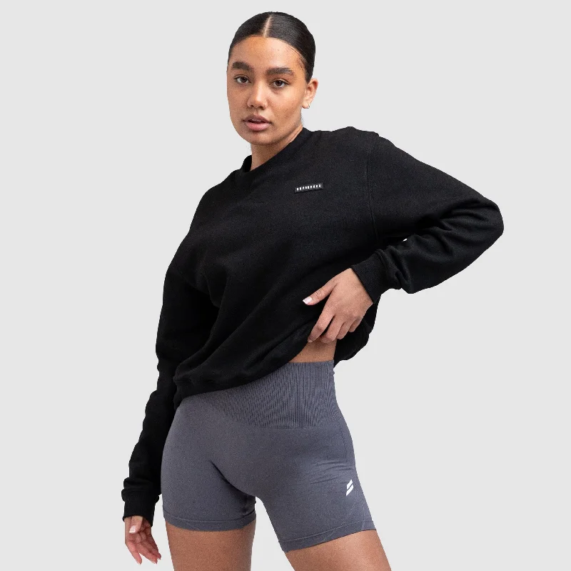 Women's Everyday Jumper - Black Lace Blend Ribbed Blend Corduroy Blend