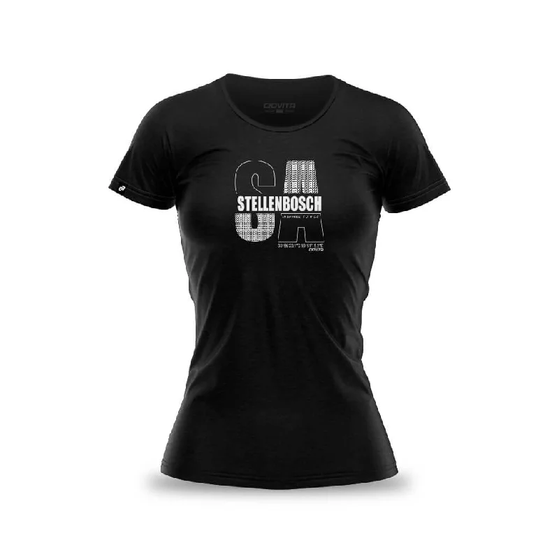 Women's Stellenbosch T Shirt (Black) Trendy Sleeveless Short Shirt