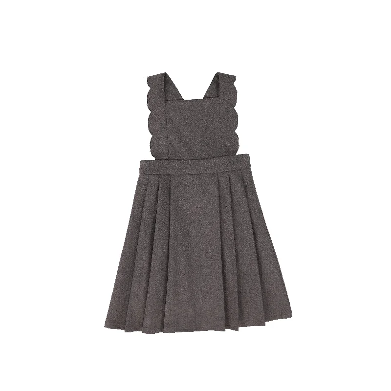 Wool scallop charcoal pleated jumper by Bace Machine Wash Dry Clean Hand Wash