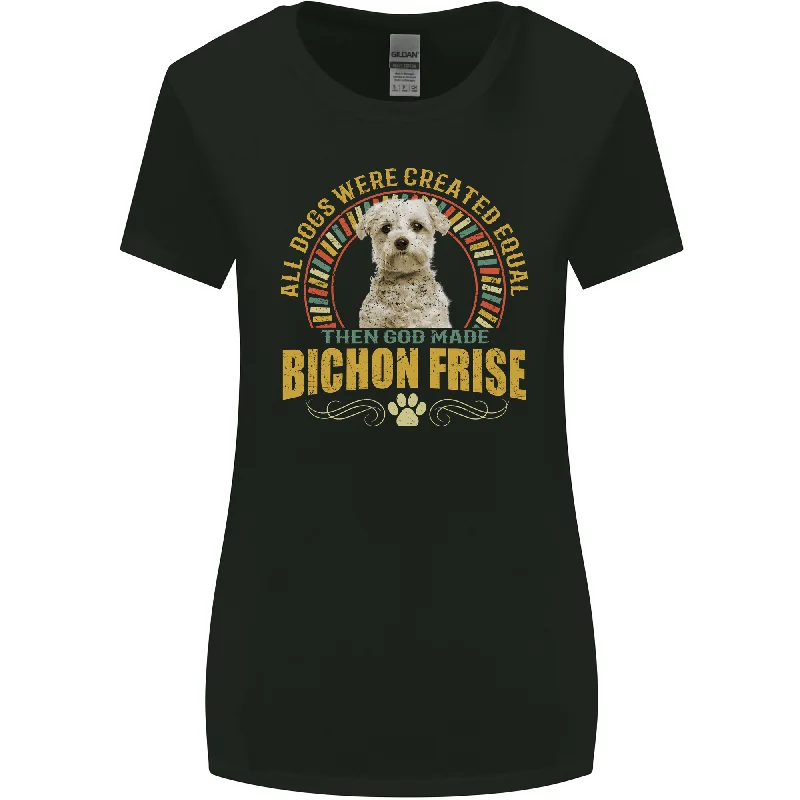 A Bichon Frise Dog Womens Wider Cut T-Shirt Graphic Embroidered Appliqued