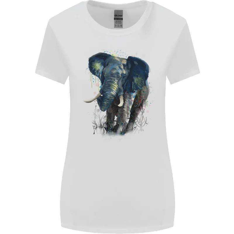 A Big Elephant Watercolour Womens Wider Cut T-Shirt Fleece Fabric Down Fabric Feather Fabric