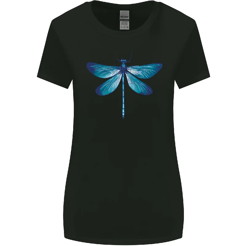 A Blue Dragonfly Womens Wider Cut T-Shirt Mesh Blend Leather Blend Suede Blend