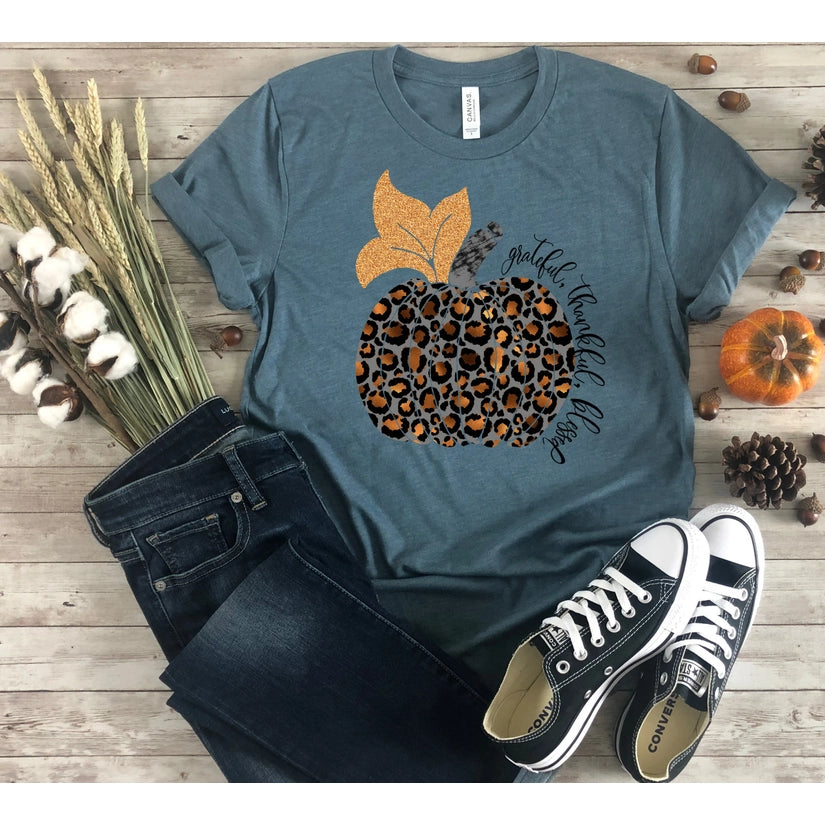 Cheetah "Thankful, Grateful & Blessed" T-shirt Elegant Classic Vintage