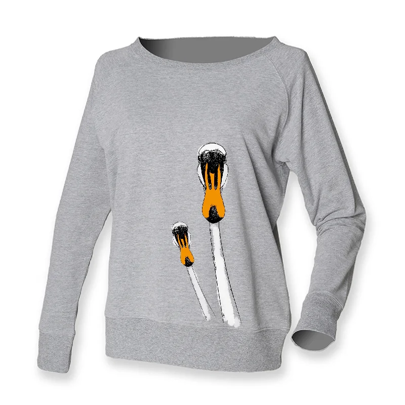 Curious swans jumper, grey Thin Thick Dense