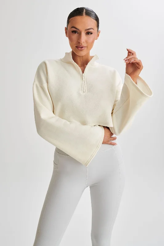 Dempsey Zip Flared Jumper - Bone Zippered Buttoned Snapped