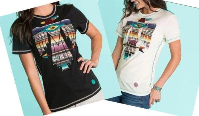 Double D Ranch Tacoma Thunderbird T-Shirts Ribbed Striped Patterned