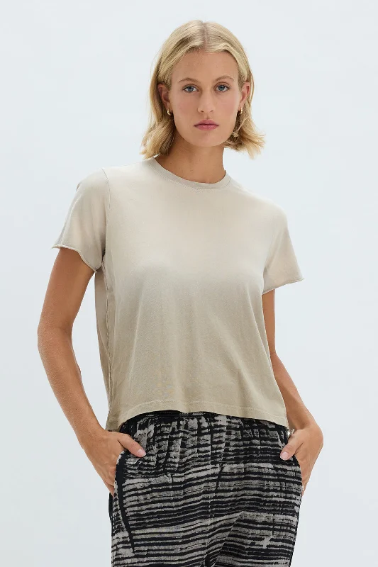 Faded Sand Liana Tee Solid Print Embellished