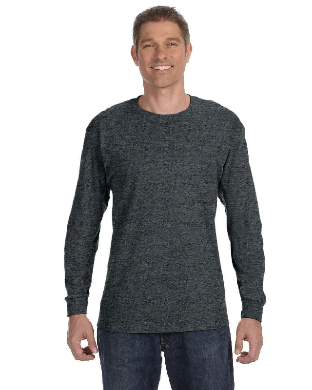 Gildan Heavy Cotton Long Sleeve T-Shirt | Dark Heather Silk Blend Satin Velvet