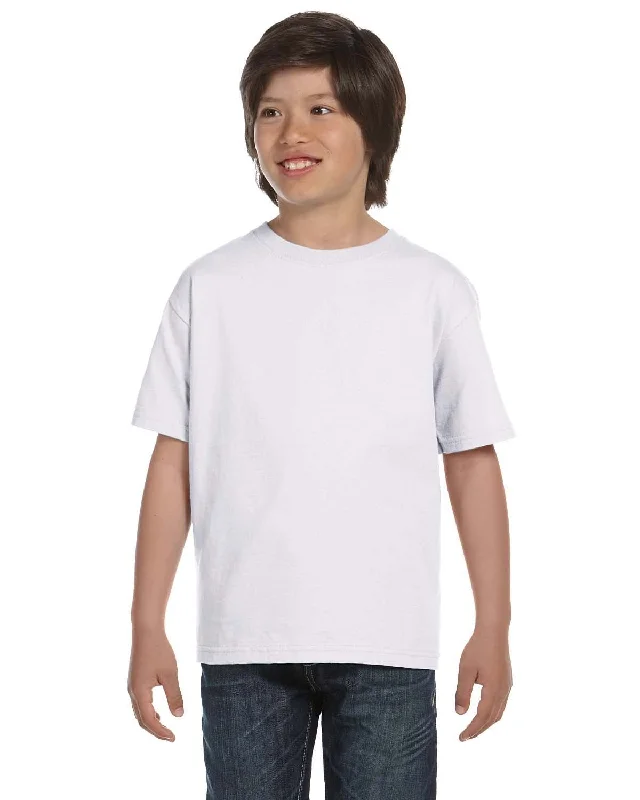 Hanes Youth ComfortSoft T-Shirt | White Rayon Velvet Corduroy