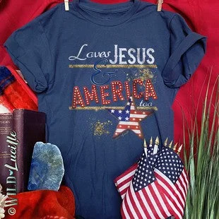 Loves Jesus & American T-shirt Thin T-Shirt Open Front Quick Dry