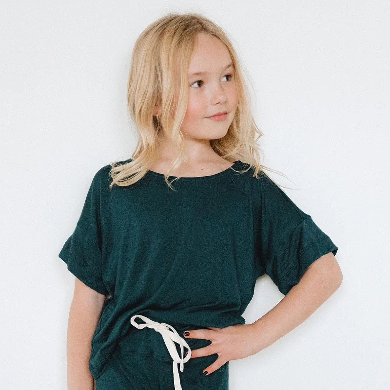 Mini Boxy Tee, Hunter Green Anti-Pilling Machine Wash Handmade