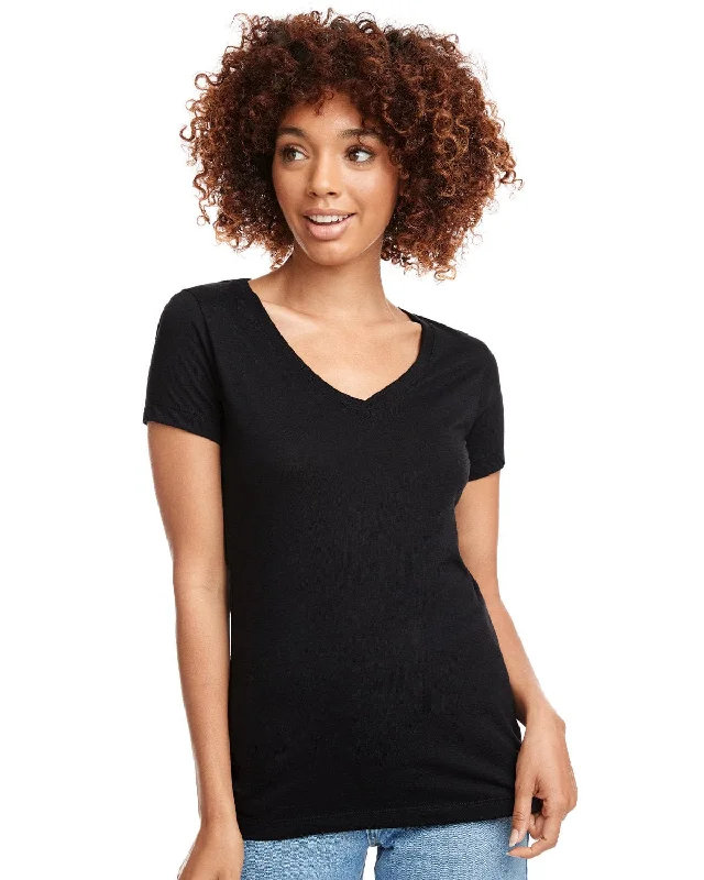 Next Level Ladies Ideal V-Neck Tee | Black Knit Fabric Woven Fabric Fleece Fabric