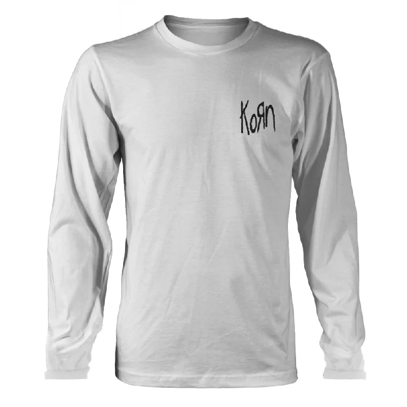 Korn Unisex Long Sleeved T-shirt: Logo Pocket (back print) Collared Crew Neck Turtle Neck