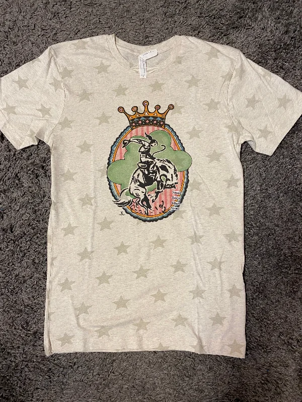 Rodeo Princess T-Shirt. Ribbed Striped Patterned