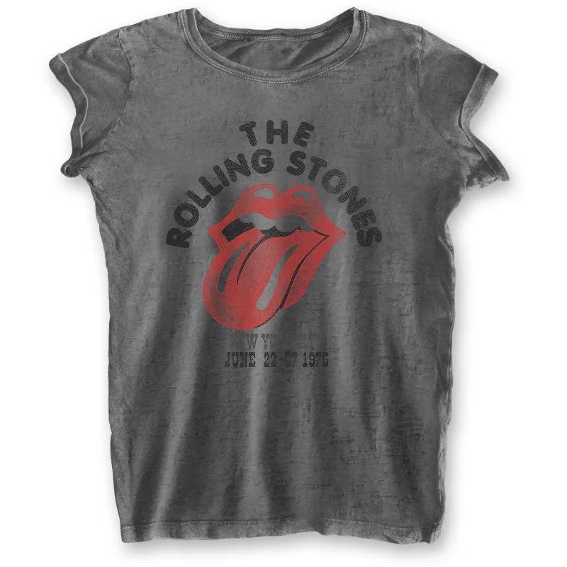 The Rolling Stones Ladies T-Shirt: New York City 75 (Burnout) Polka Dot Checkered Tartan