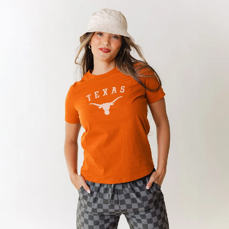 Texas Basic Graphic T-Shirt, Burnt Orange Ribbed T-Shirt High Neck Heavyweight