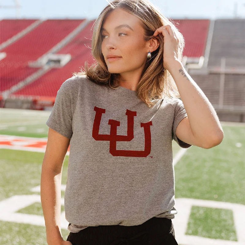 Utah Boyfriend Tee, Grey Collared Crew Neck Turtle Neck