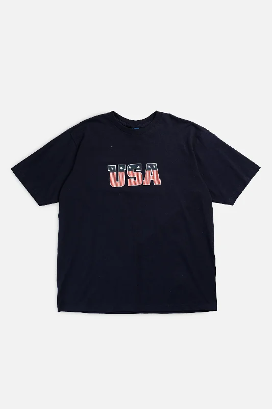 Vintage USA Tee - L Print Jacquard Patchwork