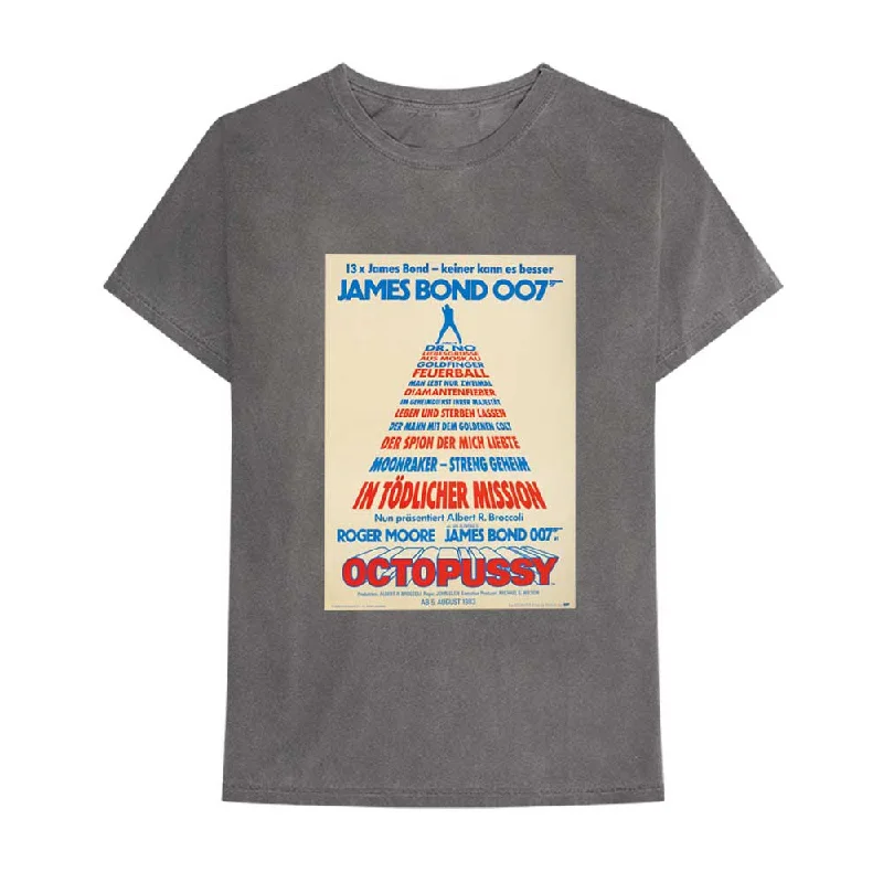 James Bond 007 | Official Band T-Shirt | Octopussy German Poster Satin Fabric Silk Fabric Chiffon Fabric
