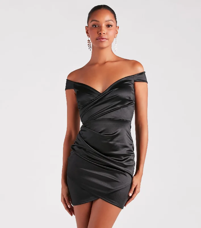 Allure Them All Satin Wrap Mini Dress Classic Black Mini Dress