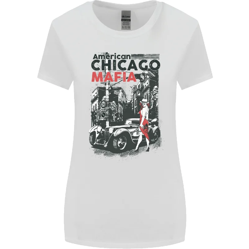 American Chicago Mafia Womens Wider Cut T-Shirt Embroidered Appliqued Beaded