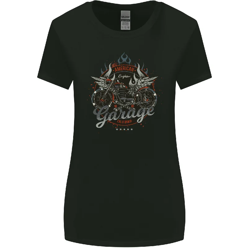 American Custom Garage Biker Motorcycle Womens Wider Cut T-Shirt Graphic T-Shirt Round Neck Polyester