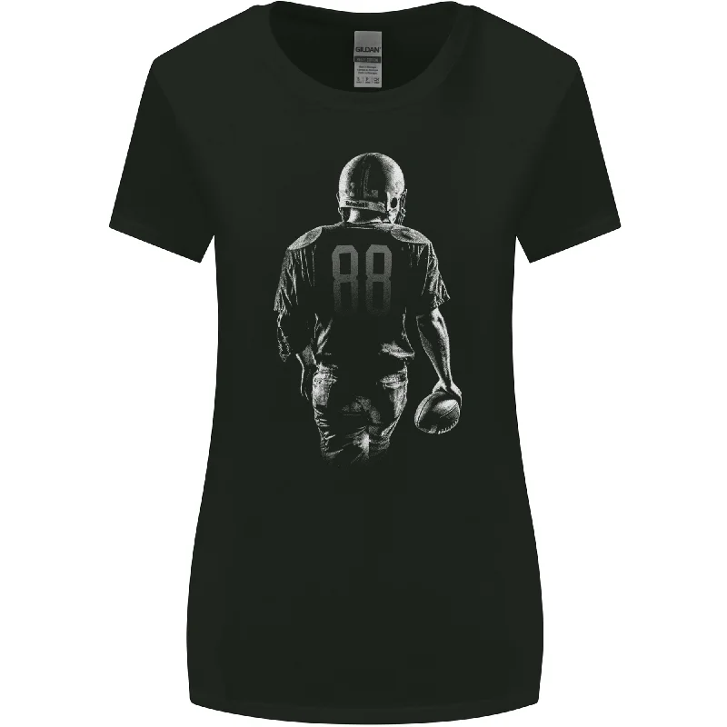 American Football Player Womens Wider Cut T-Shirt V-Neck T-Shirt Long Sleeve Cotton