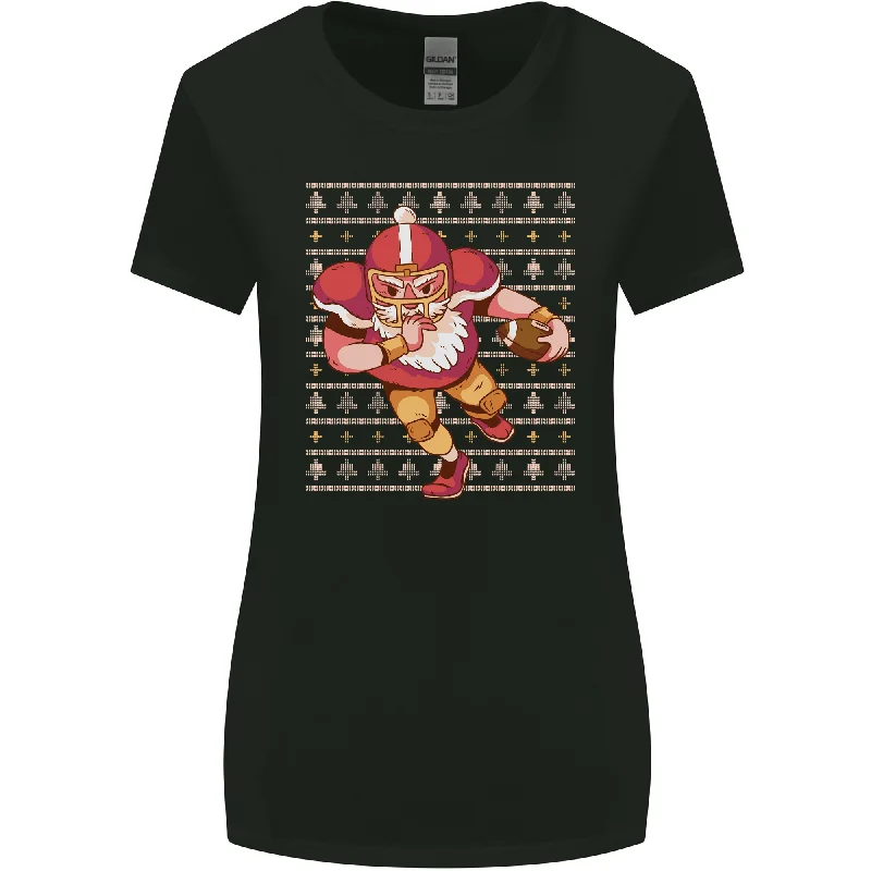 American Football Santa Christmas Xmas Womens Wider Cut T-Shirt Thin T-Shirt Open Front Quick Dry American Football Santa Christmas Xmas Womens Wider Cut T-Shirt Thin T-Shirt Open Front Quick Dry
