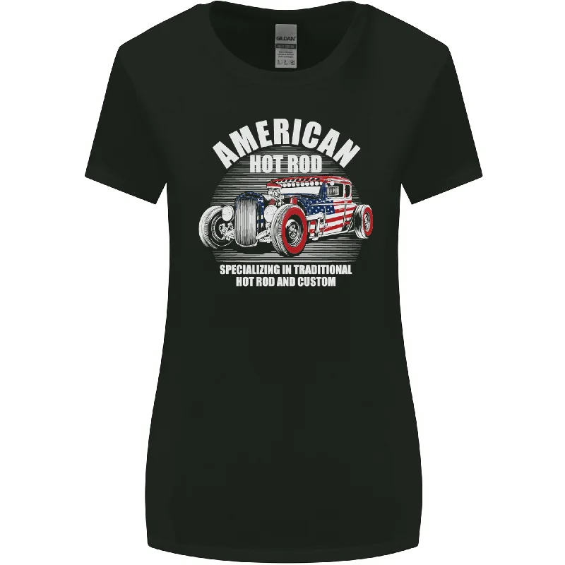 American Hot Rod Hotrod Dragster Racing Womens Wider Cut T-Shirt Asymmetrical Pockets Print American Hot Rod Hotrod Dragster Racing Womens Wider Cut T-Shirt Asymmetrical Pockets Print