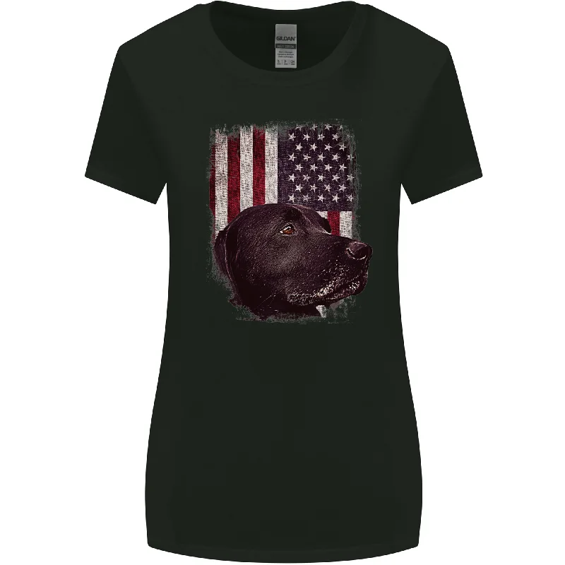 American Labrador USA Flag Dog Womens Wider Cut T-Shirt Wool Fabric Cashmere Fabric Tweed Fabric American Labrador USA Flag Dog Womens Wider Cut T-Shirt Wool Fabric Cashmere Fabric Tweed Fabric