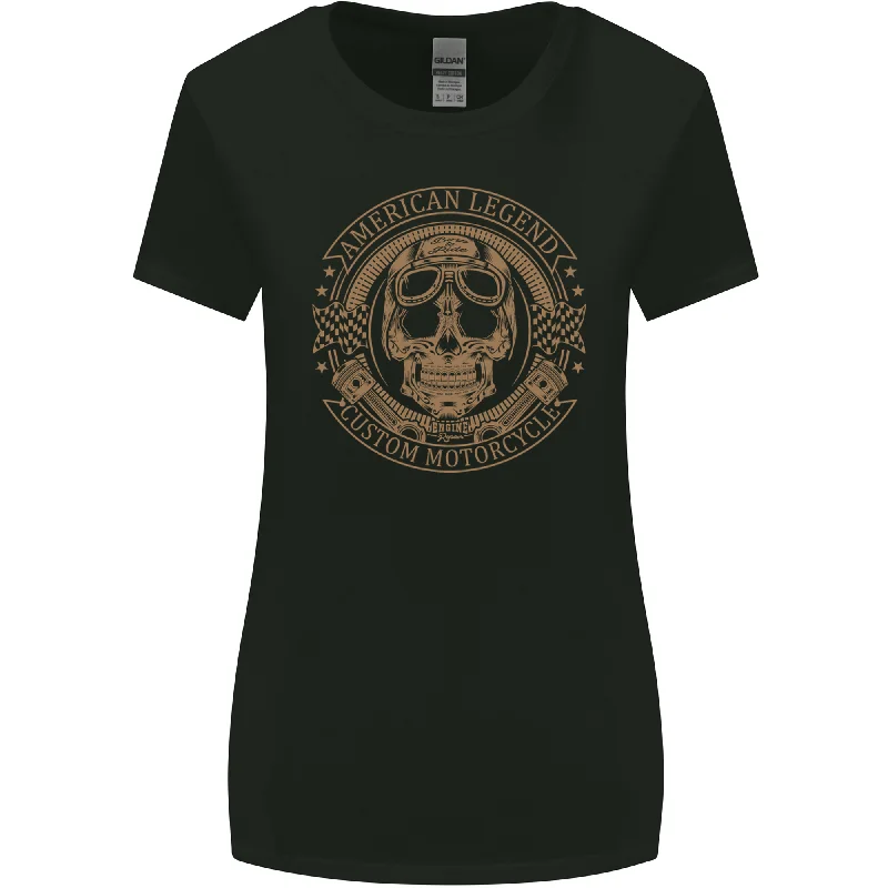 American Legend Biker Motorcycle Motorbike Womens Wider Cut T-Shirt Embroidered Appliqued Beaded American Legend Biker Motorcycle Motorbike Womens Wider Cut T-Shirt Embroidered Appliqued Beaded