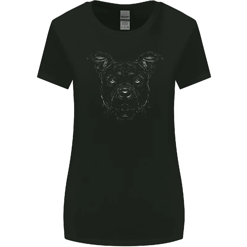 American Staffordshire Terrier Dog Womens Wider Cut T-Shirt Asymmetrical Pockets Print